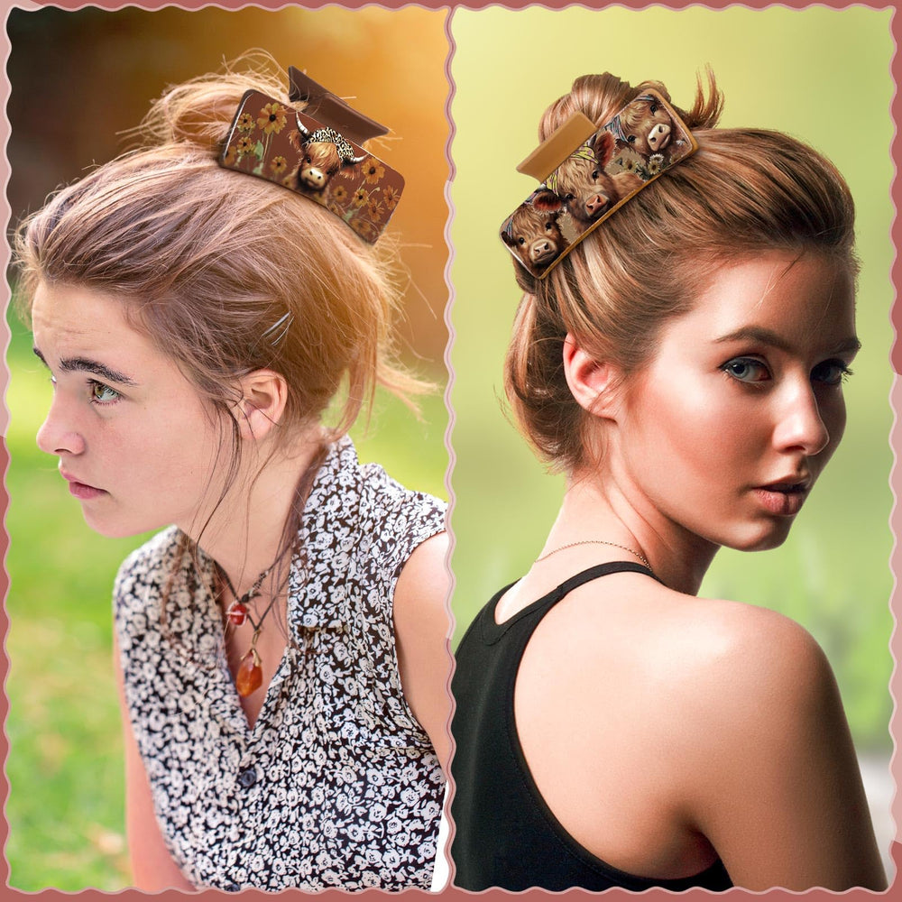 FineCheer western leather hair clip beige close-up texture and quality