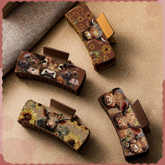 FineCheer western leather hair clip black side view offers sturdy grip