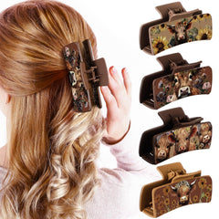 FineCheer western leather hair clip brown front view for versatile styling