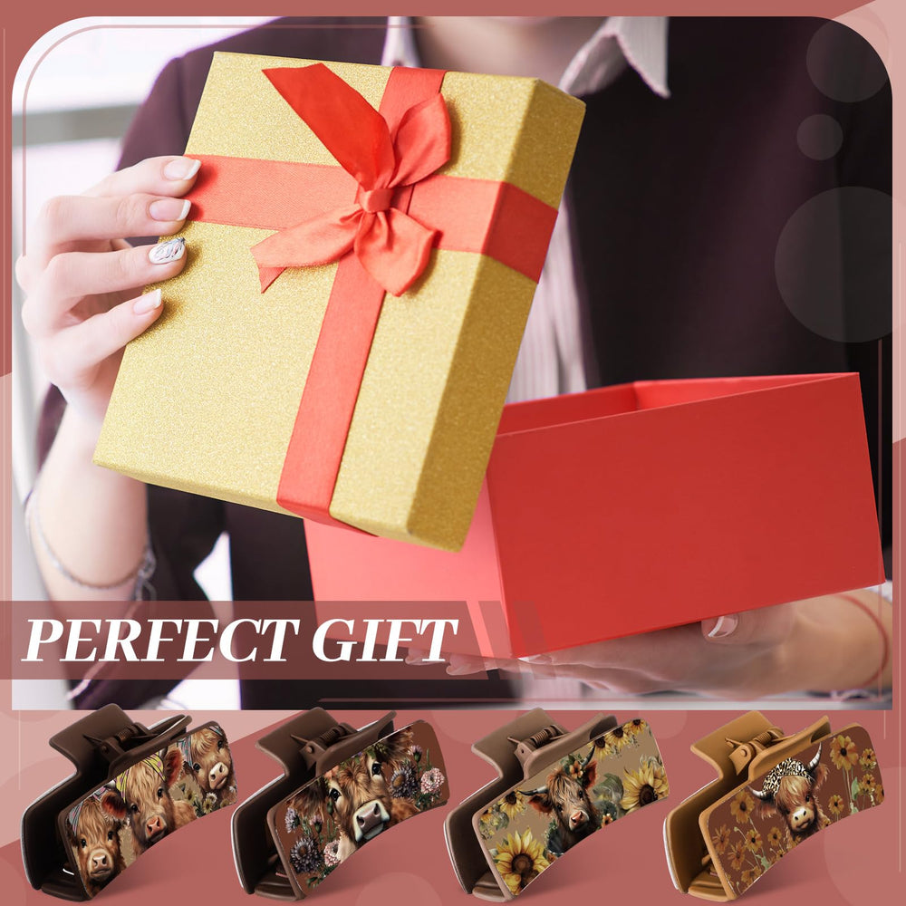 FineCheer western leather hair clip packaging four-piece set shown