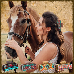FineCheer western leather hair clip collection side view demonstrating versatile styling