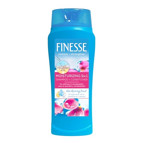 FINESSE label close-up highlights camellia oil and proteins for hair revival