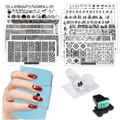 FingerAngel leaves-flowers stamping plate for versatile floral nail art at home.