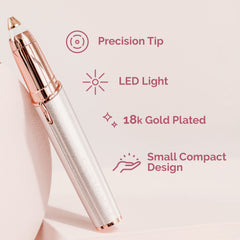 Finishing Touch Flawless Brows cabezal oro 18k para un afeitado suave.