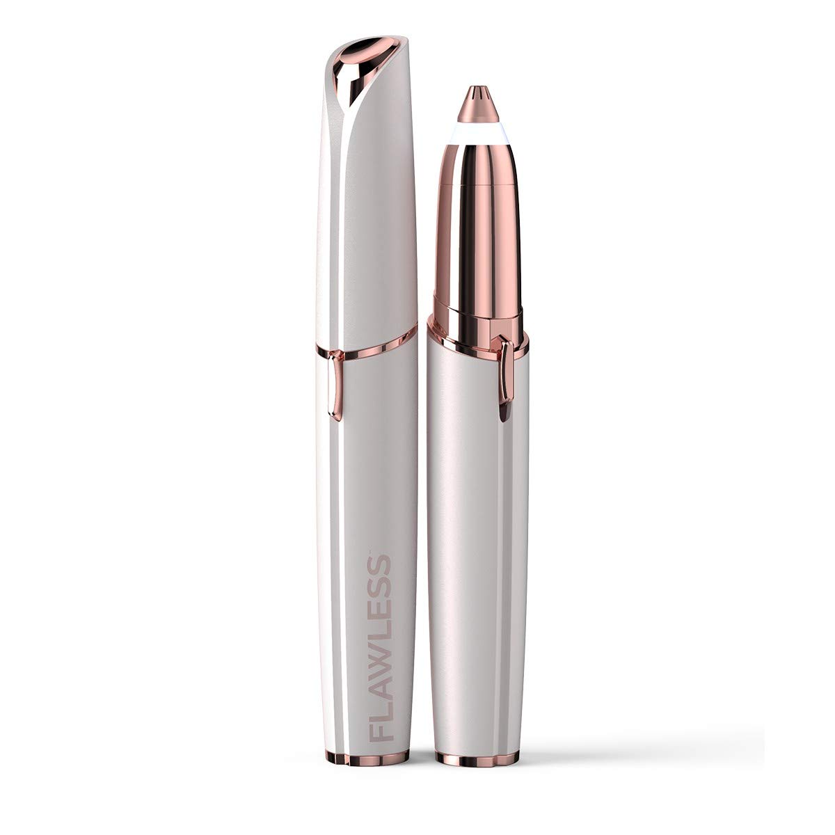 Finishing Touch Flawless Brows luz LED para depilar cejas con precisión.