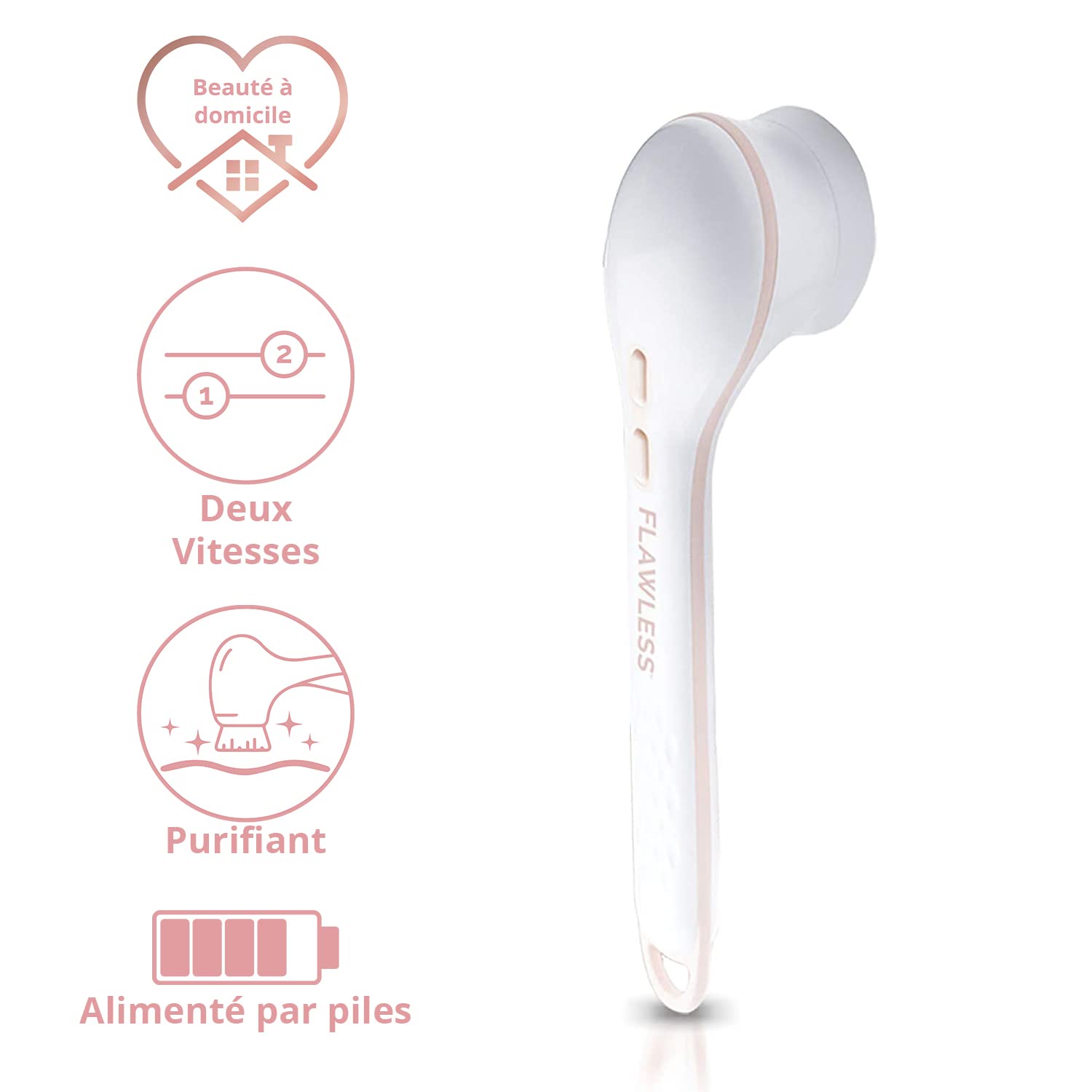 Finishing Touch Flawless Cleanse Spa exfoliating head lightly buffs dry skin for radiant skin.