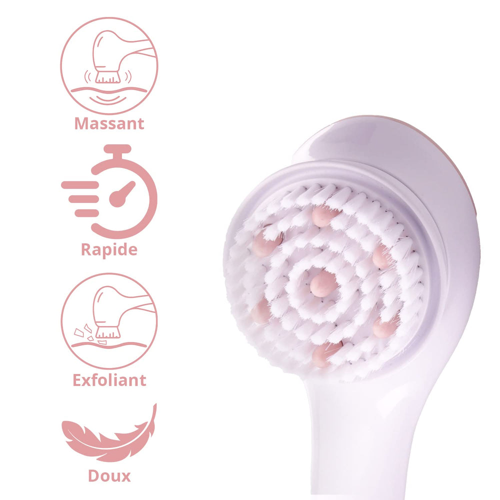Finishing Touch Flawless Cleanse Spa extra-long handle helps reach hard-to-reach areas comfortably.