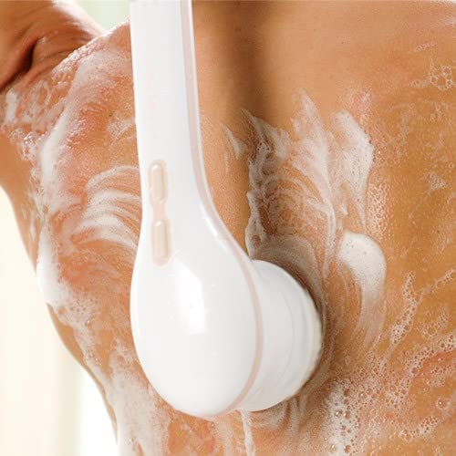 Finishing Touch Flawless Cleanse Spa stainless-steel shower hook keeps the brush ready.