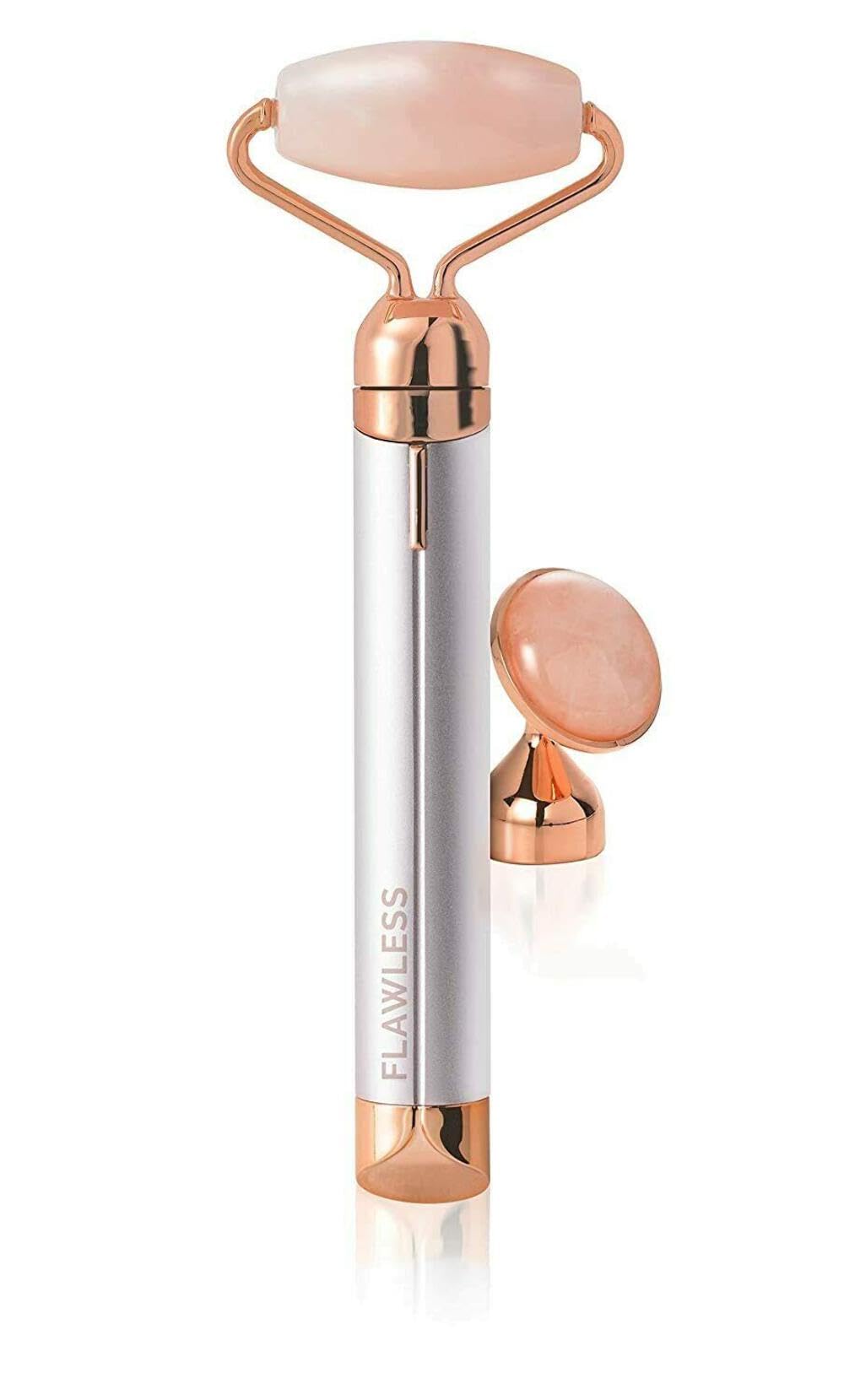 Finishing Touch Flawless Contour dual heads shown for comprehensive facial massage.