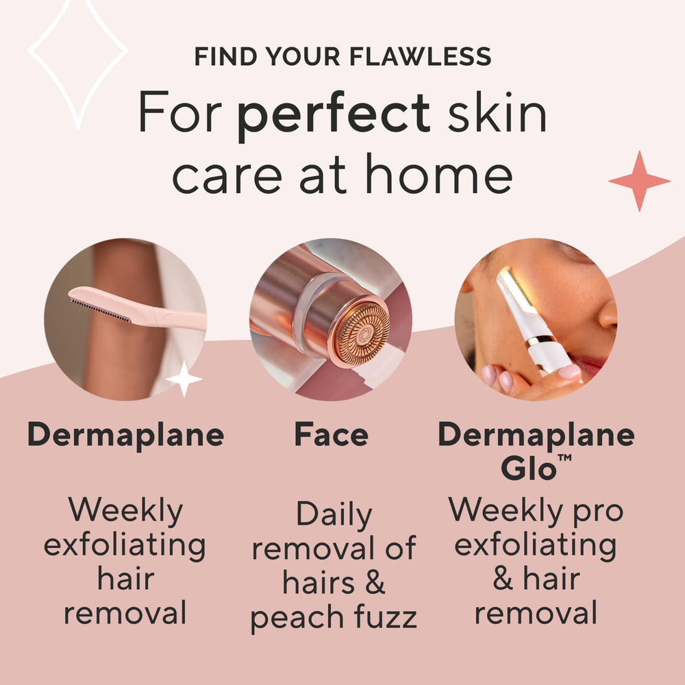 Finishing Touch Flawless Dermaplane Glo Sonic Japanese stainless steel blades for longevity.