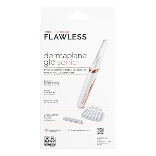 Finishing Touch Flawless Dermaplane Glo Sonic LED light for better visibility during use.