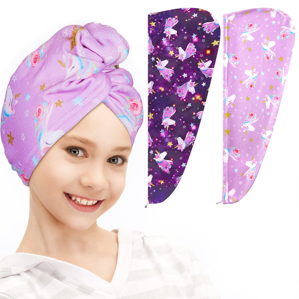 FIOBEE toalla microfibra para cabello turbante púrpura frontal, secado rápido