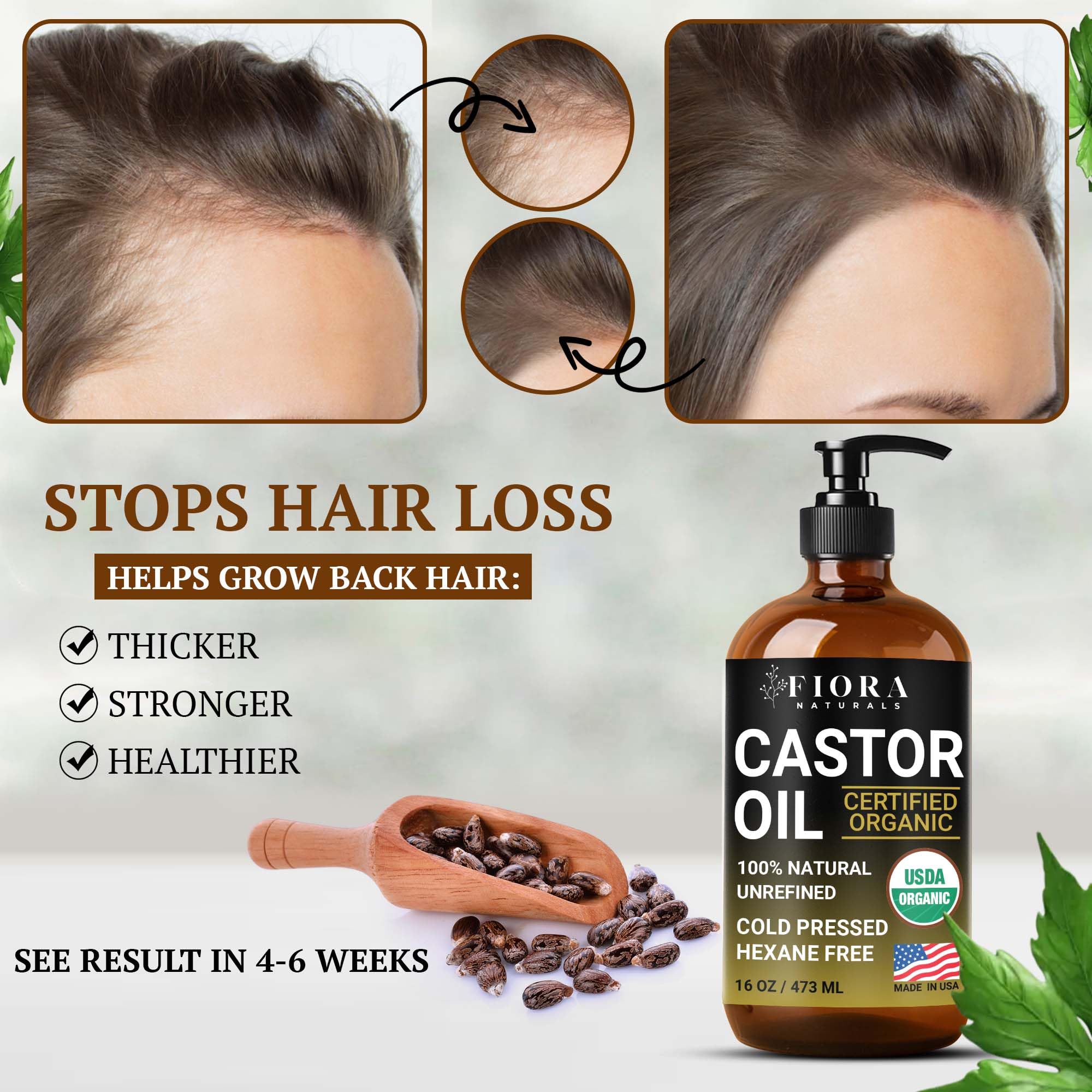 Fiora Naturals castor oil applied to lashes and brows for conditioning