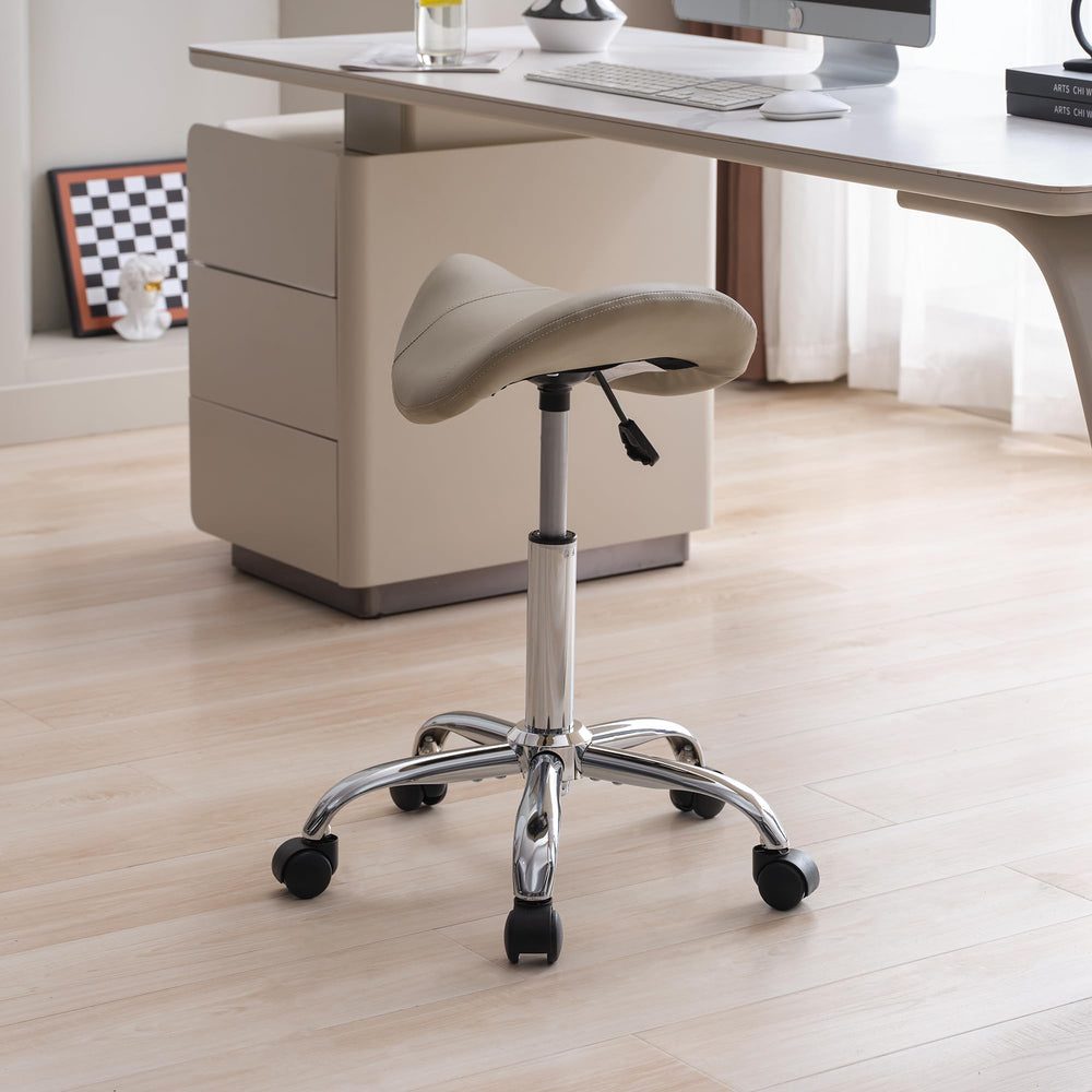 FIRAVOE saddle stool supports up to 450 lbs for versatile clients