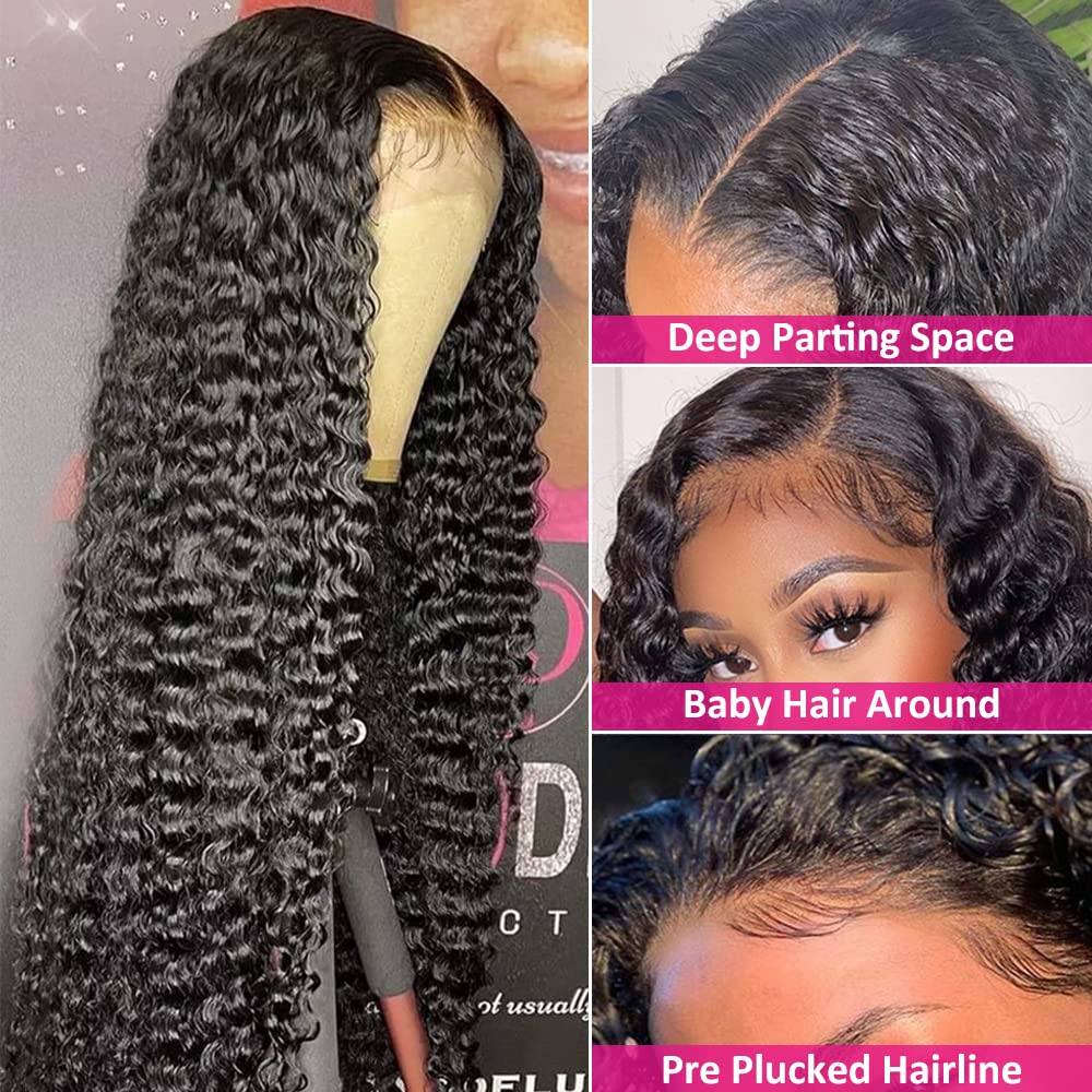 FIRIEYA deep wave 4x4 hd lace closure provides seamless parting for a natural look.