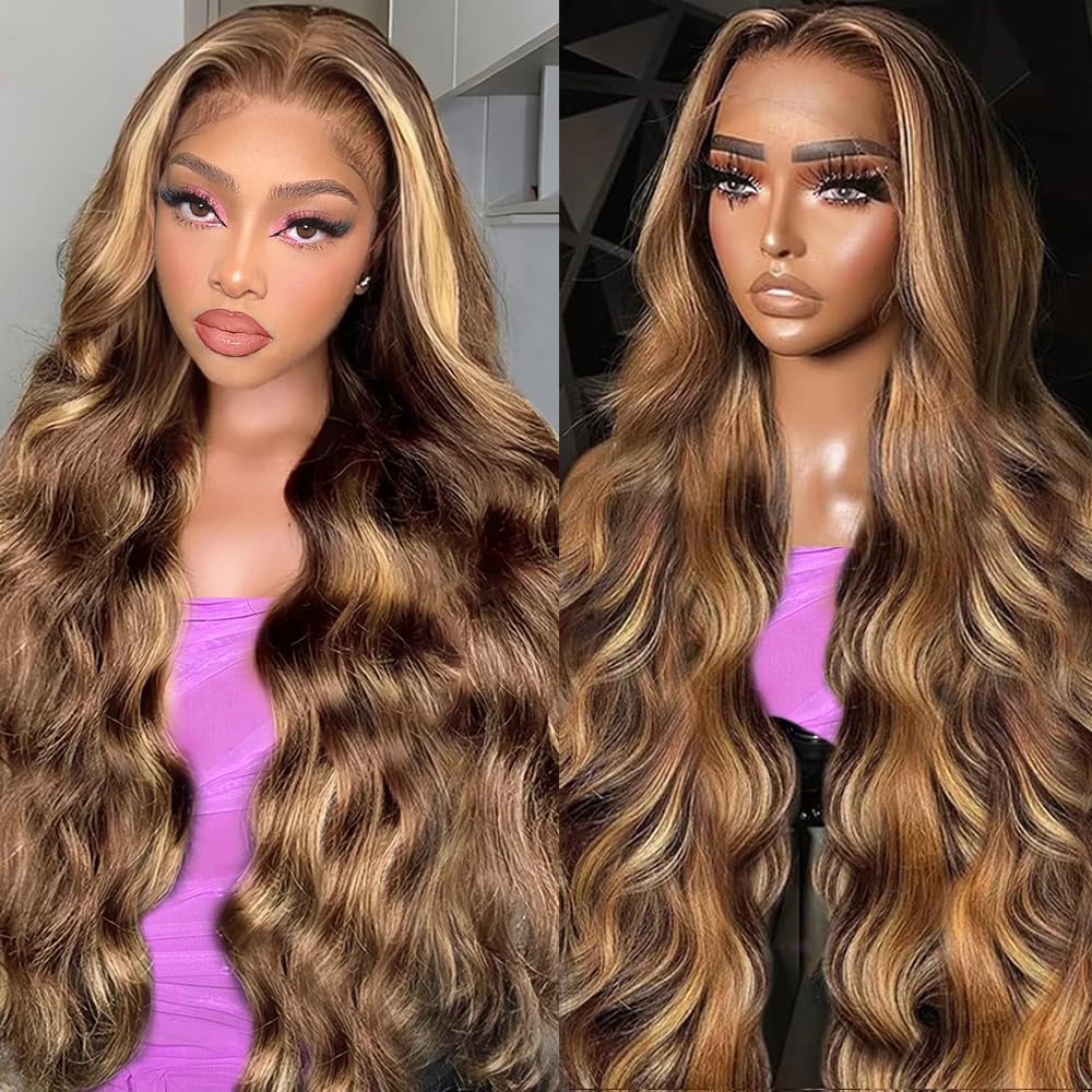 Fironiix 30 inch honey blonde lace front wig closeup with natural hairline for everyday wear