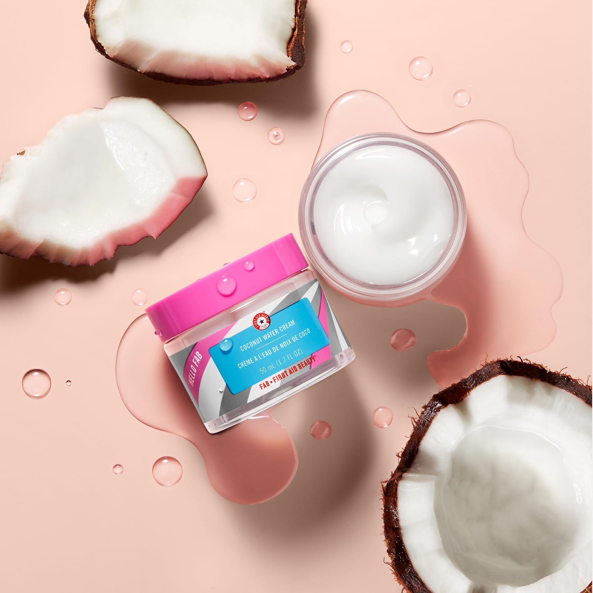 First Aid Beauty Coconut Water Cream oil free texture shows quick absorption