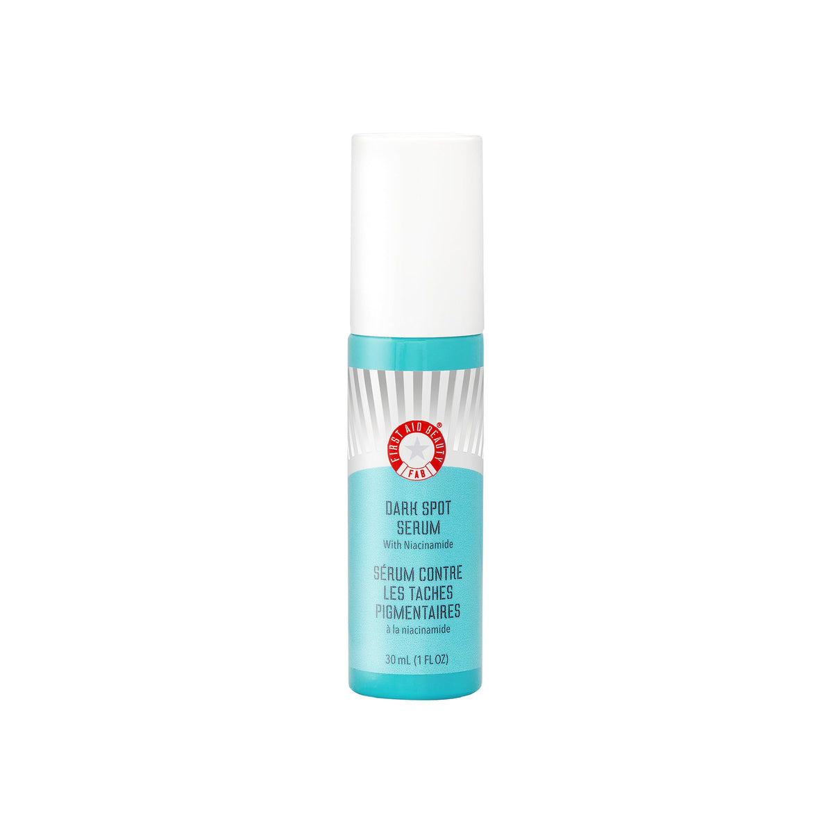 First Aid Beauty dark spot serum bottle with Niacinamide supports an even tone.