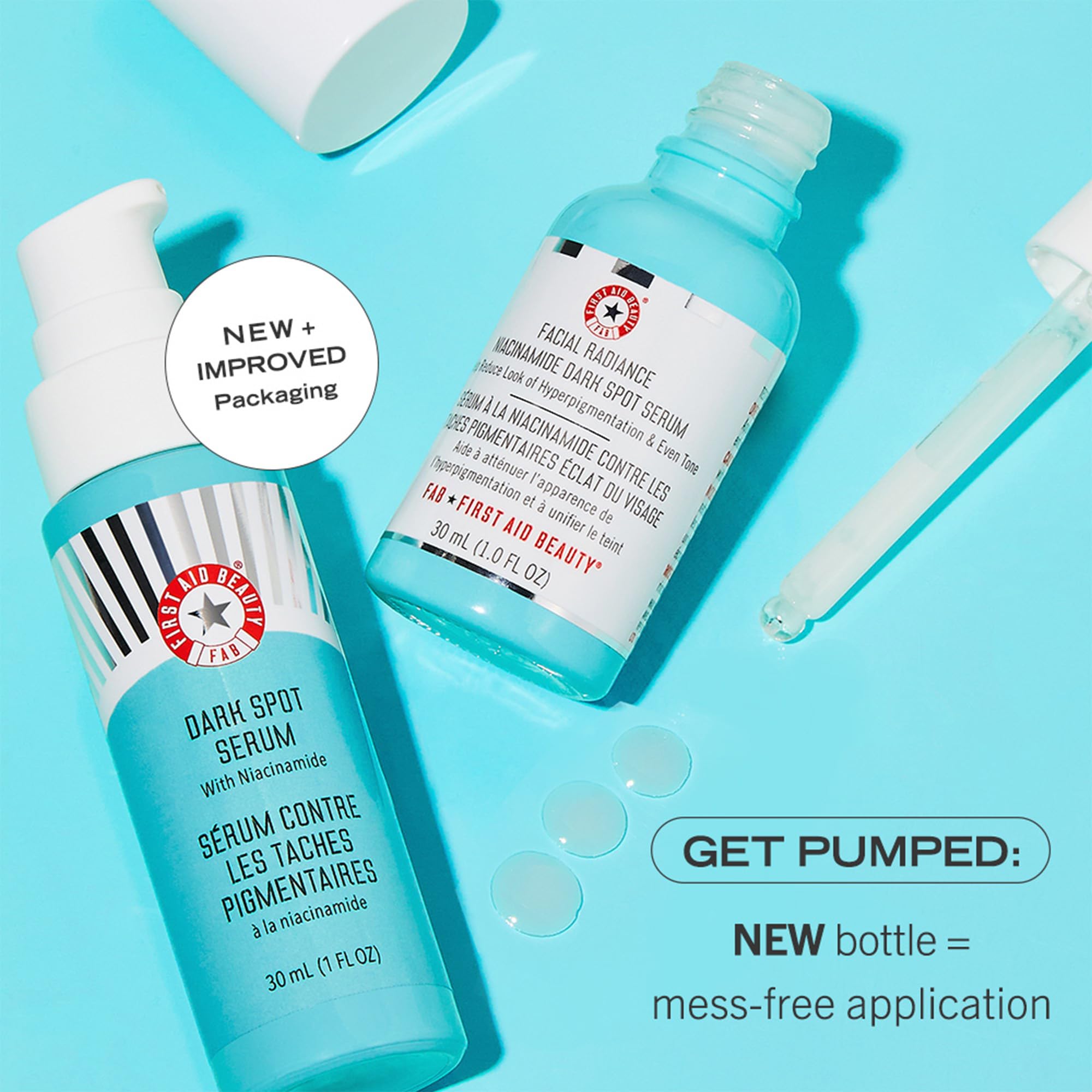 First Aid Beauty dark spot focus image hints at improved complexion over time.