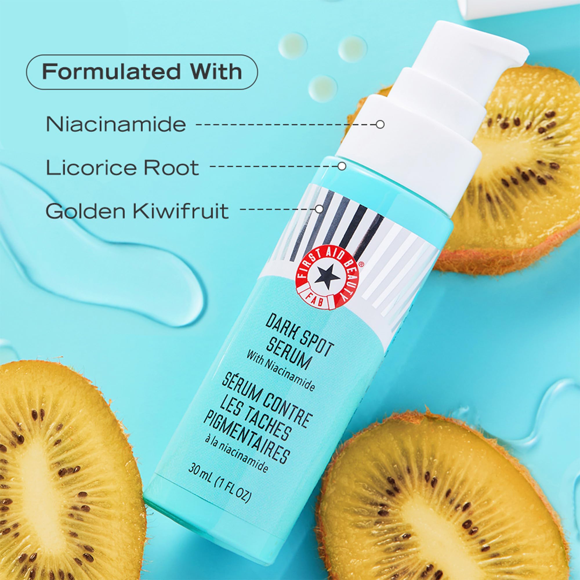 First Aid Beauty label close-up highlights free-from list and clean ingredients.