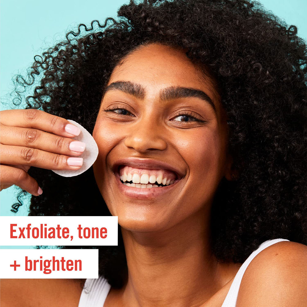 First Aid Beauty Facial Radiance Pads pad application closeup demonstrates tone and brightening during routine.