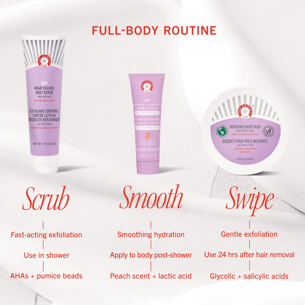 First Aid Beauty Ingrown Hair Pads in-use scene, helps soothe delicate areas