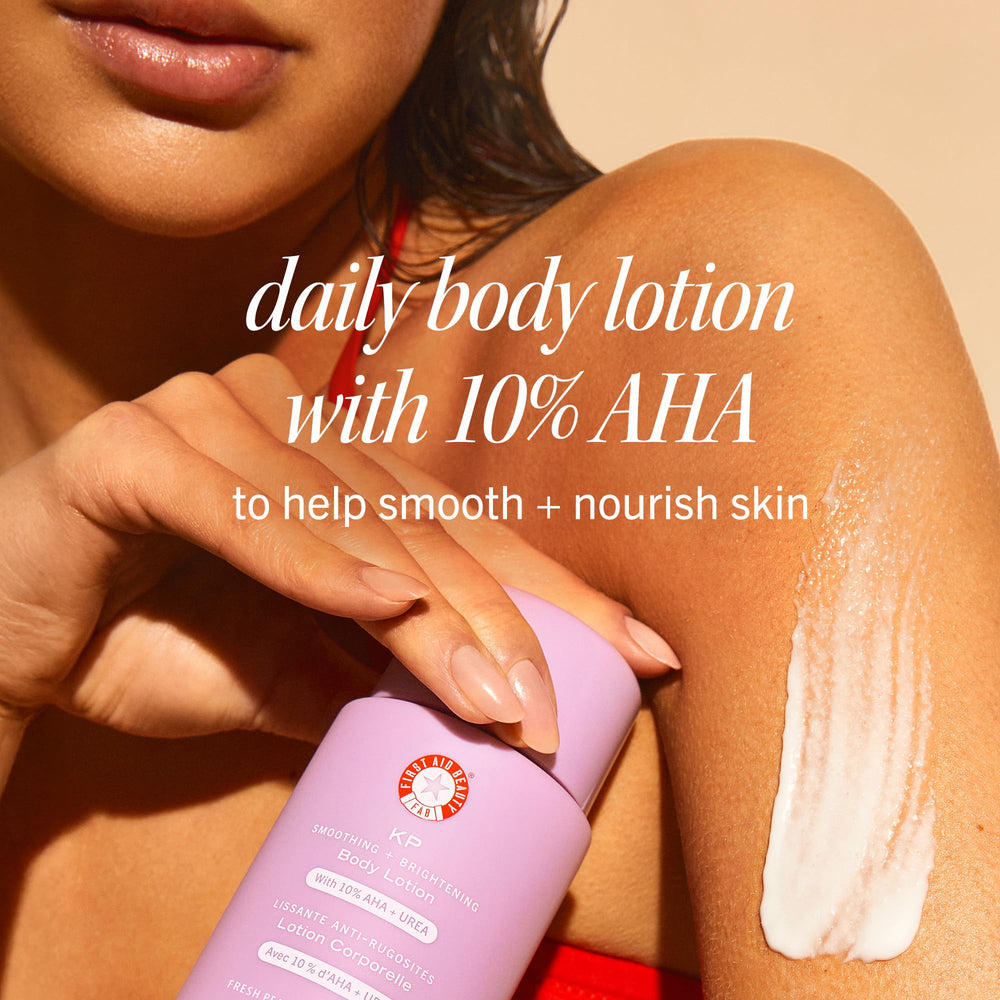 KP Smoothing lotion texture close-up showing creamy, silky finish.