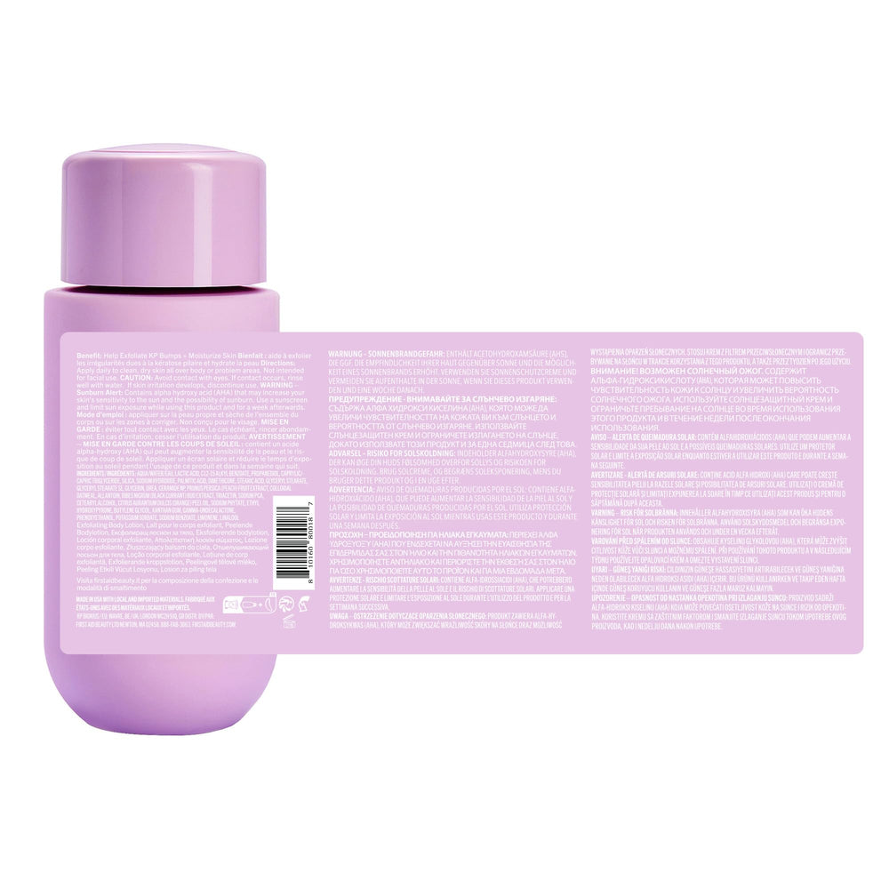 Peach-fruit visual next to KP Smoothing bottle for sensory appeal.