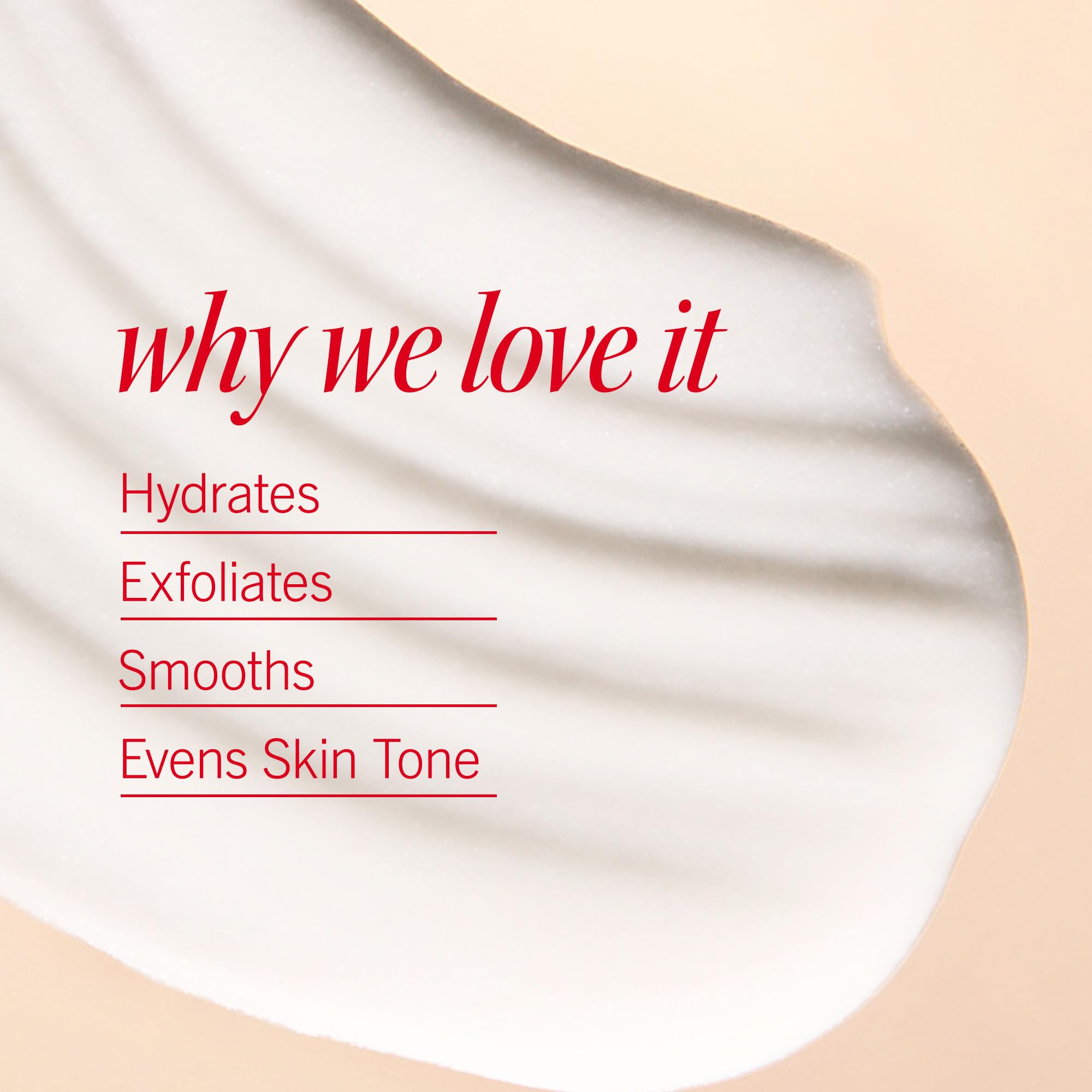 KP Smoothing peach-scented bottle on bathroom shelf for daily use.
