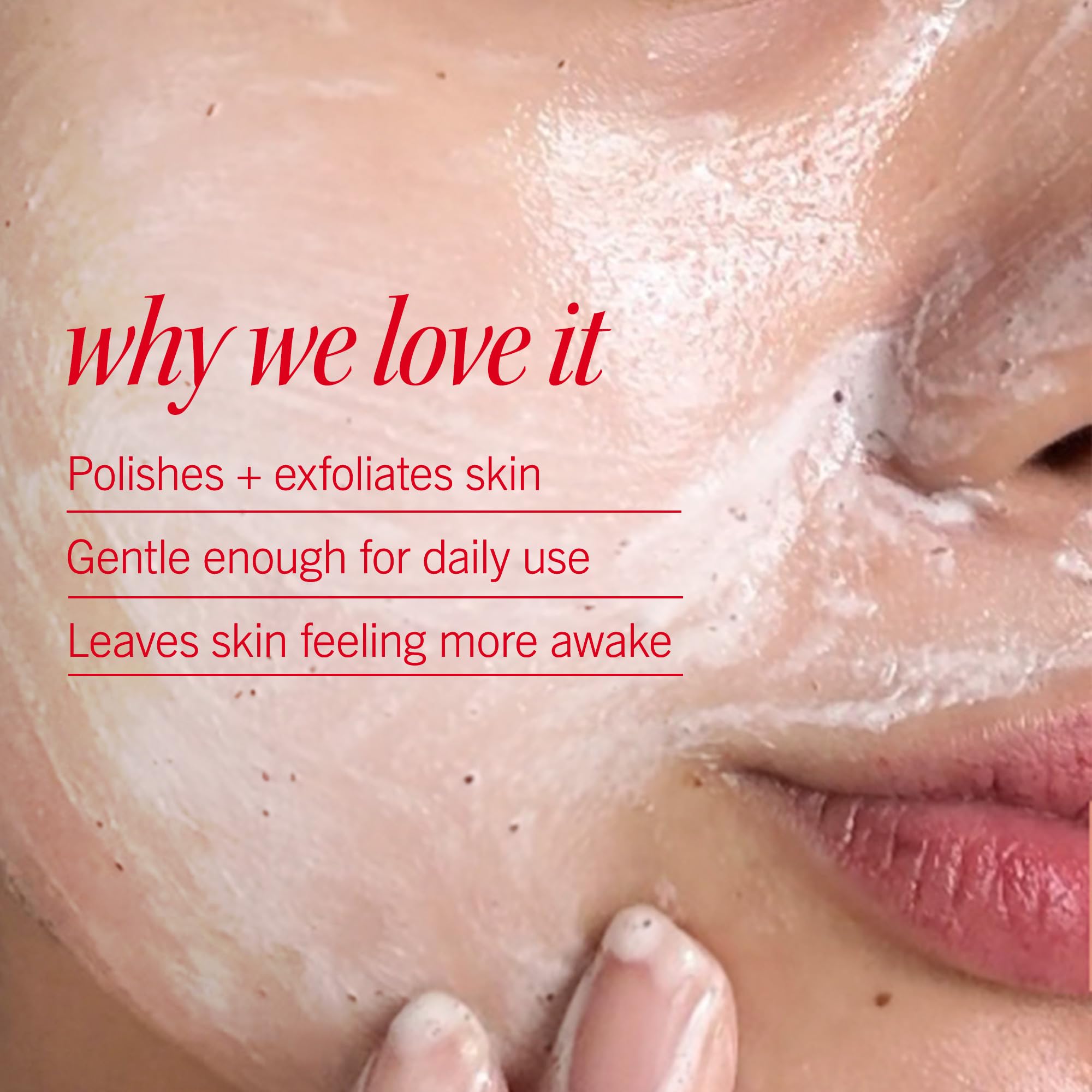 First Aid Beauty exfoliant powder-to-foam texture during application