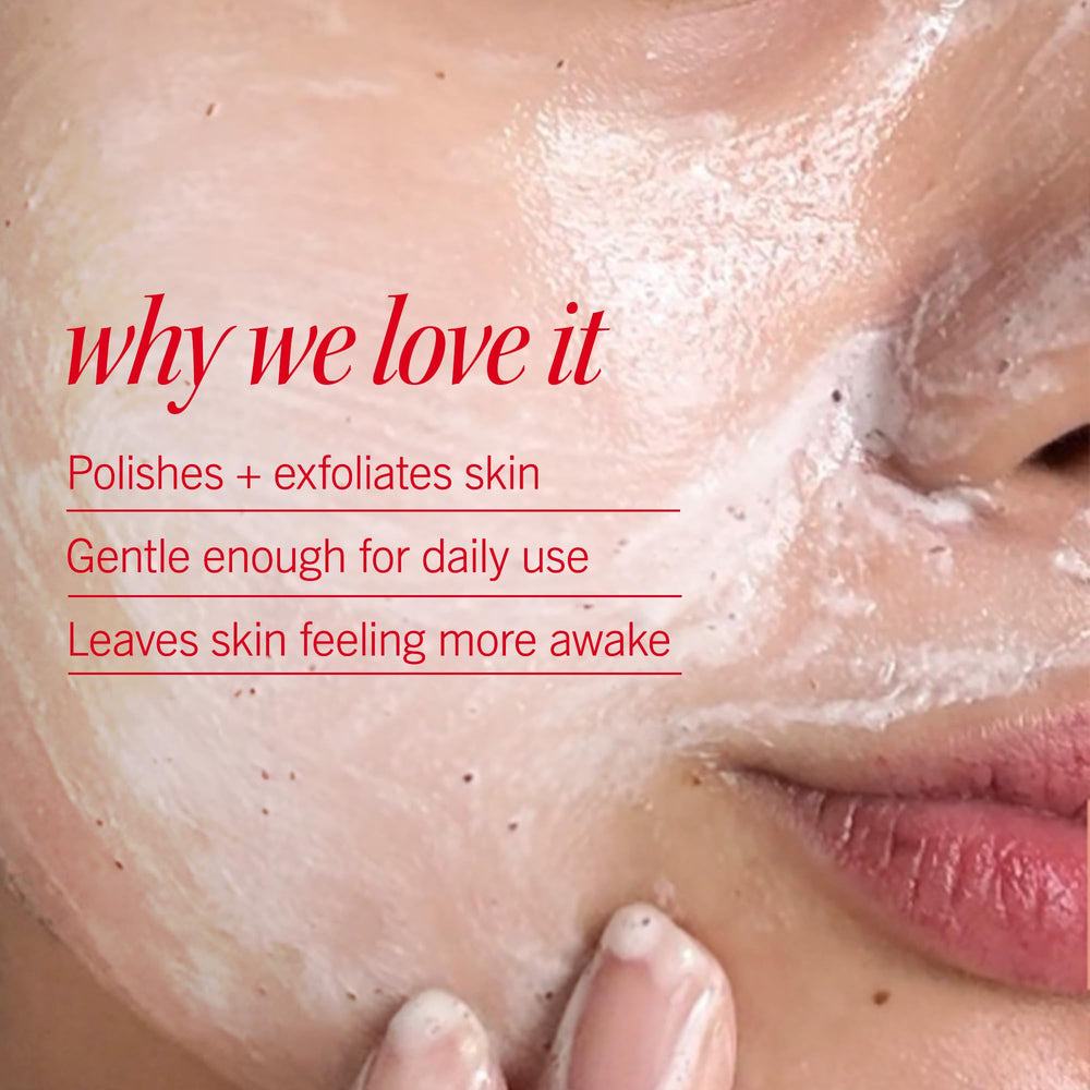 First Aid Beauty exfoliant powder-to-foam texture during application