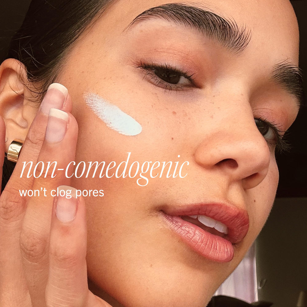 First Aid Beauty non-comedogenic face sunscreen demonstrates pore-friendly protection for daily wear