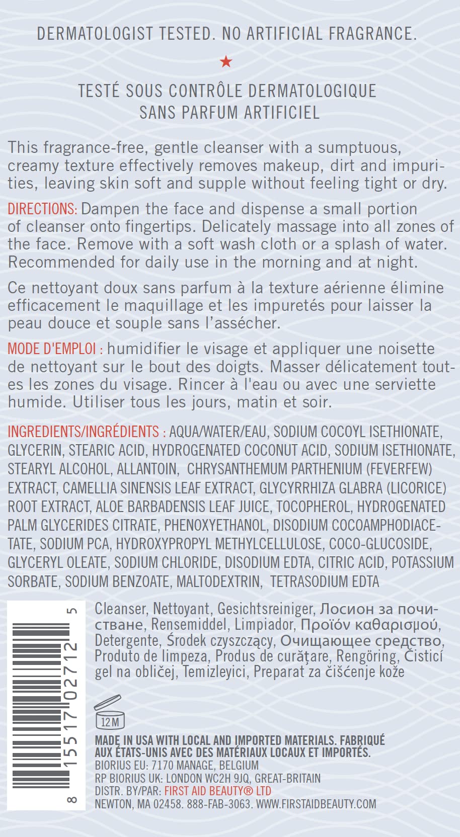 First Aid Beauty Pure Skin Cleanser application demonstrates gentle massaging.