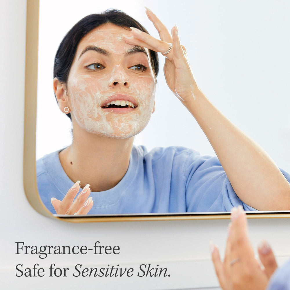 First Aid Beauty Pure Skin Cleanser morning routine shot hints daily cleanse.