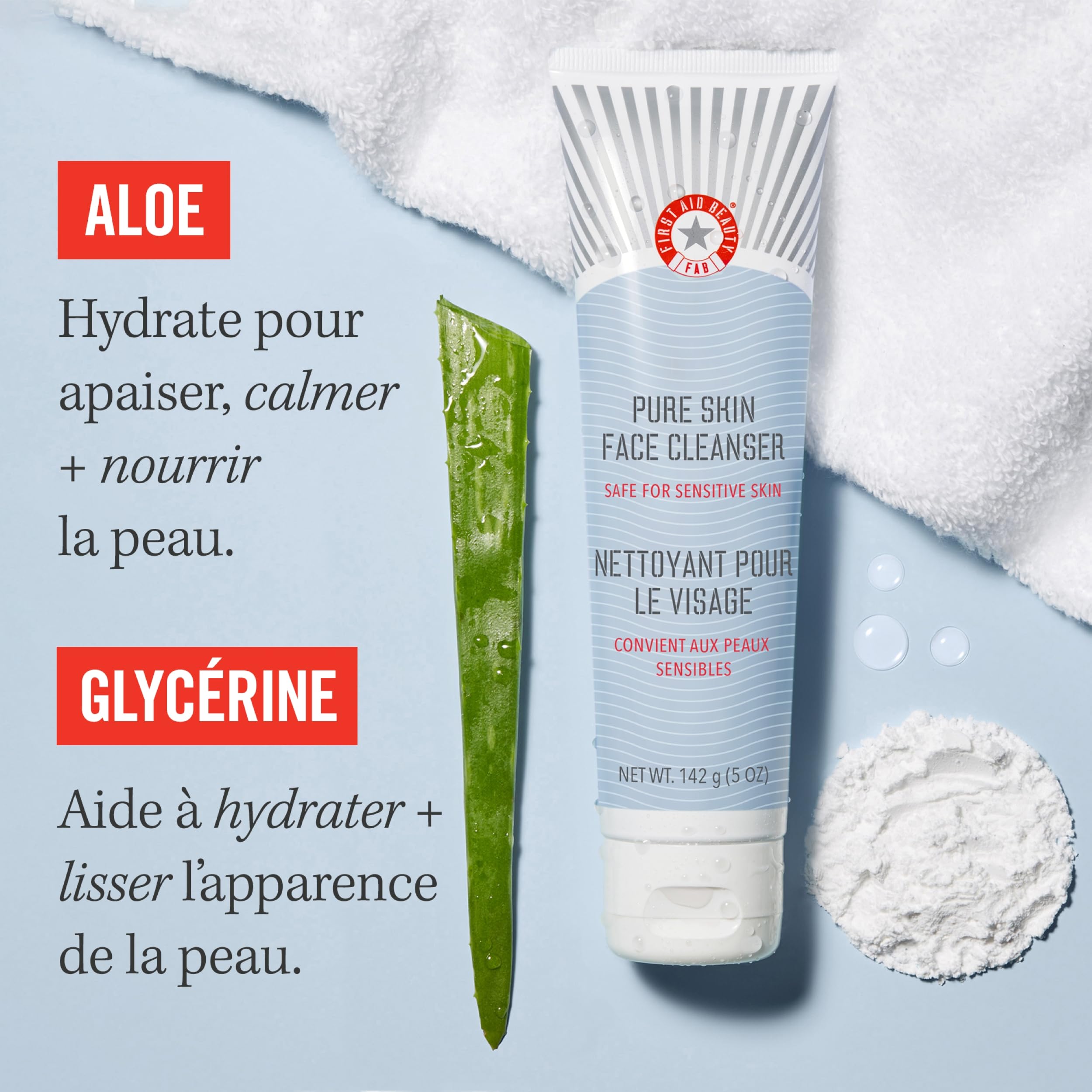 First Aid Beauty Pure Skin Face Cleanser foam lather demonstrates gentle cleansing action.