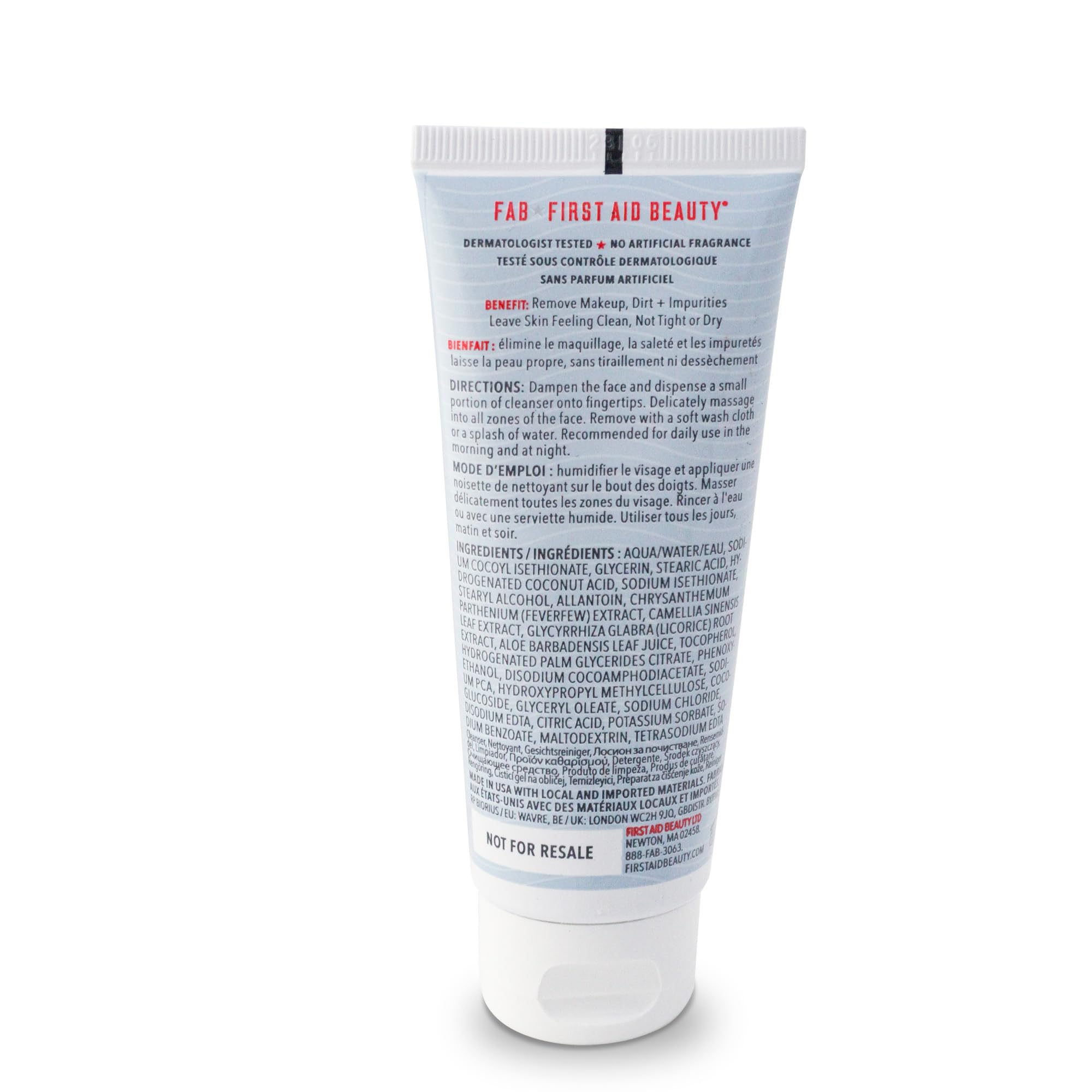 First Aid Beauty Pure Skin Face Cleanser soothing texture close-up for sensitive skin use.