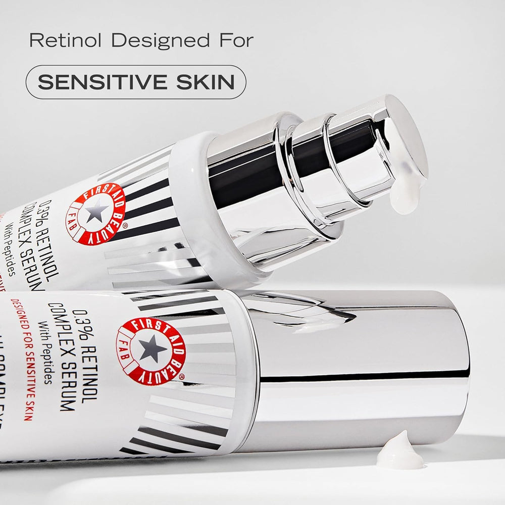 First Aid Beauty retinol complex serum skin-closeup hints at improved texture and resilience