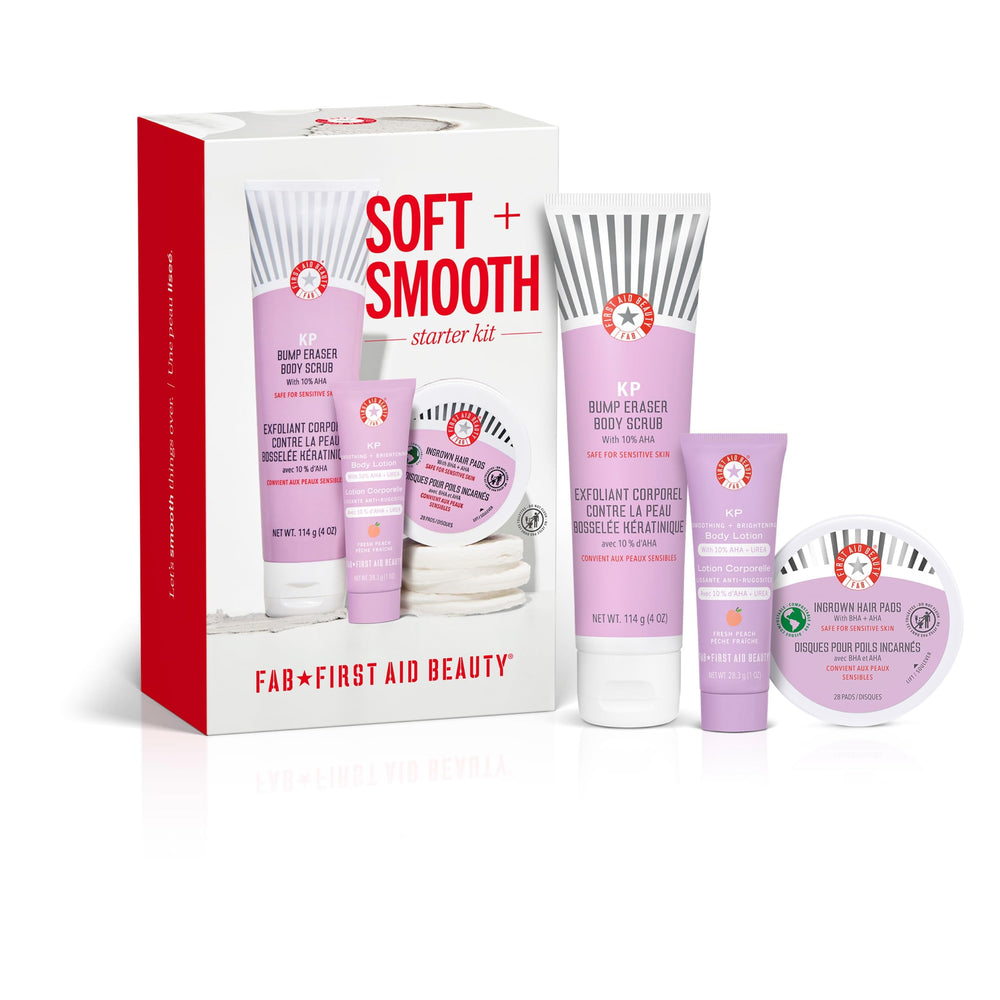 First Aid Beauty smoothing body lotion Peach close-up, hydrating and brightening the skin