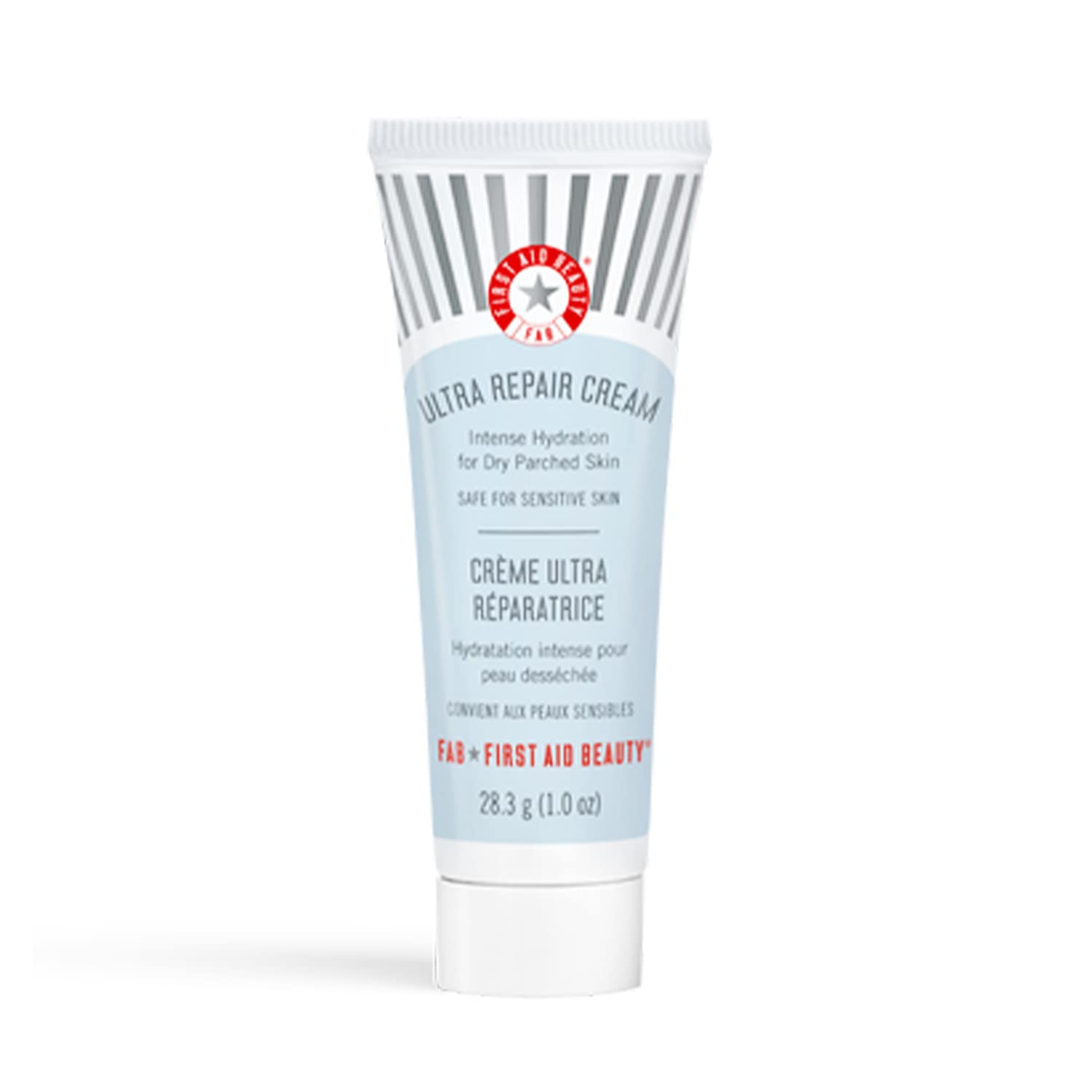 First Aid Beauty Ultra Repair Cream 1oz en envase compacto para uso diario.