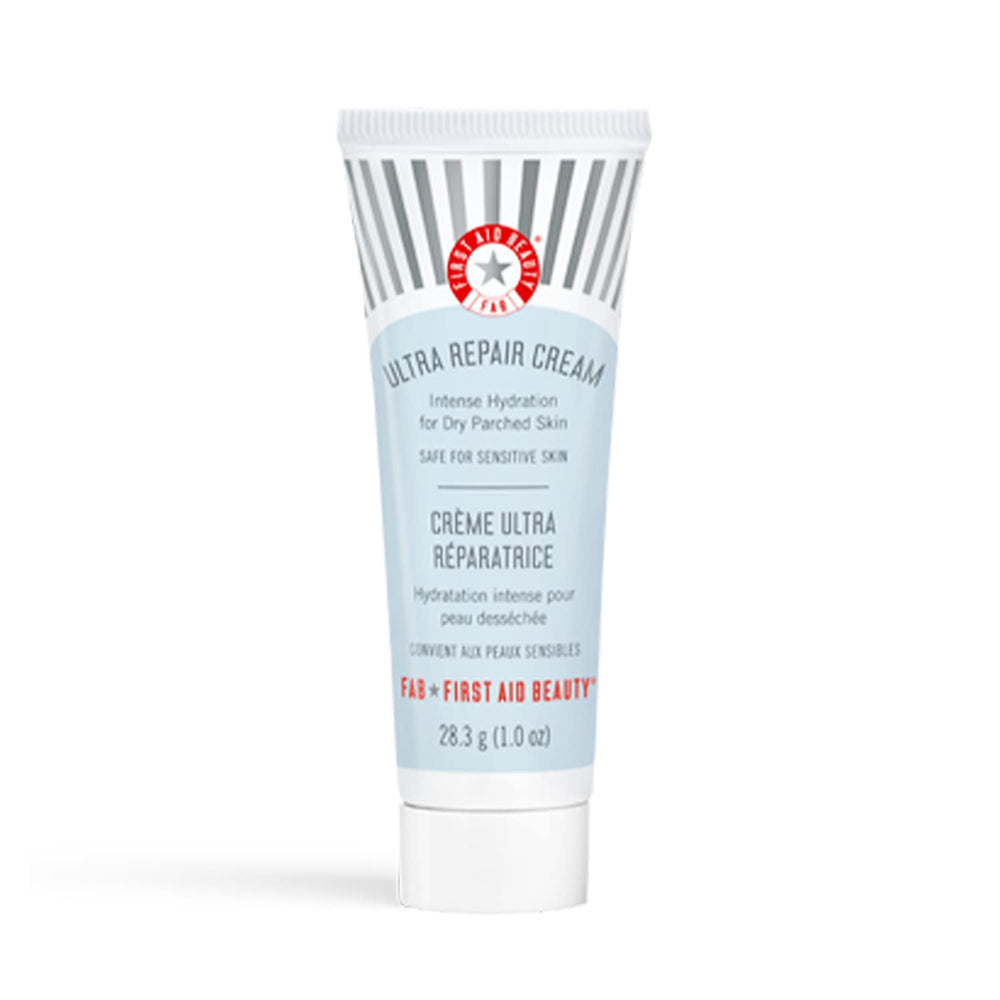 First Aid Beauty Ultra Repair Cream 1oz en envase compacto para uso diario.