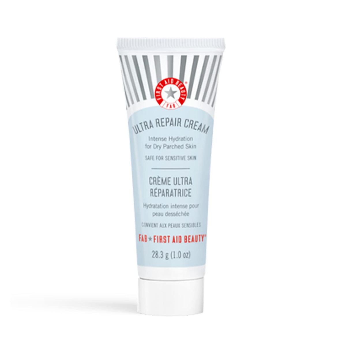 First Aid Beauty Ultra Repair Cream 1oz en envase compacto para uso diario.