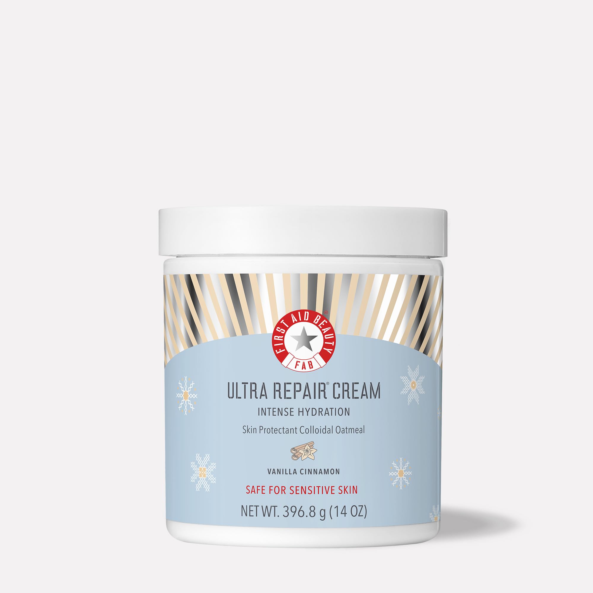 First Aid Beauty Ultra Repair Cream jar provides rich hydration for very dry skin.