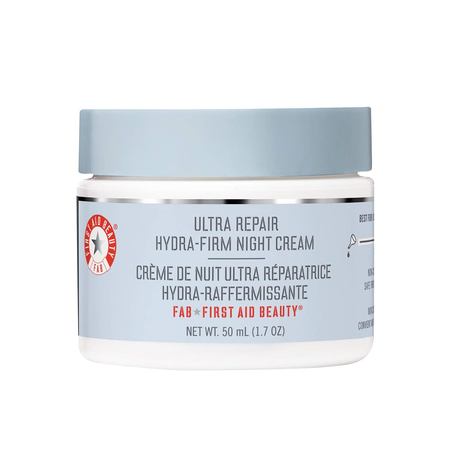 First Aid Beauty Ultra Repair Hydra-Firm Night Cream bottle delivering deep hydration for nighttime skin recovery