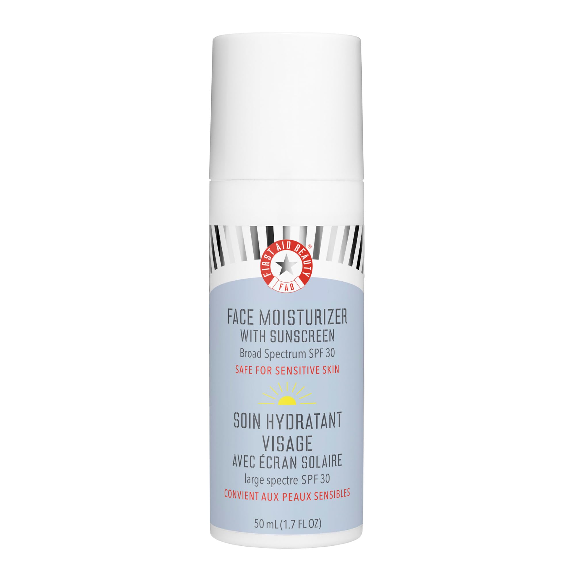 First Aid Beauty Ultra Repair SPF 30 bottle front showing daily hydration and protection