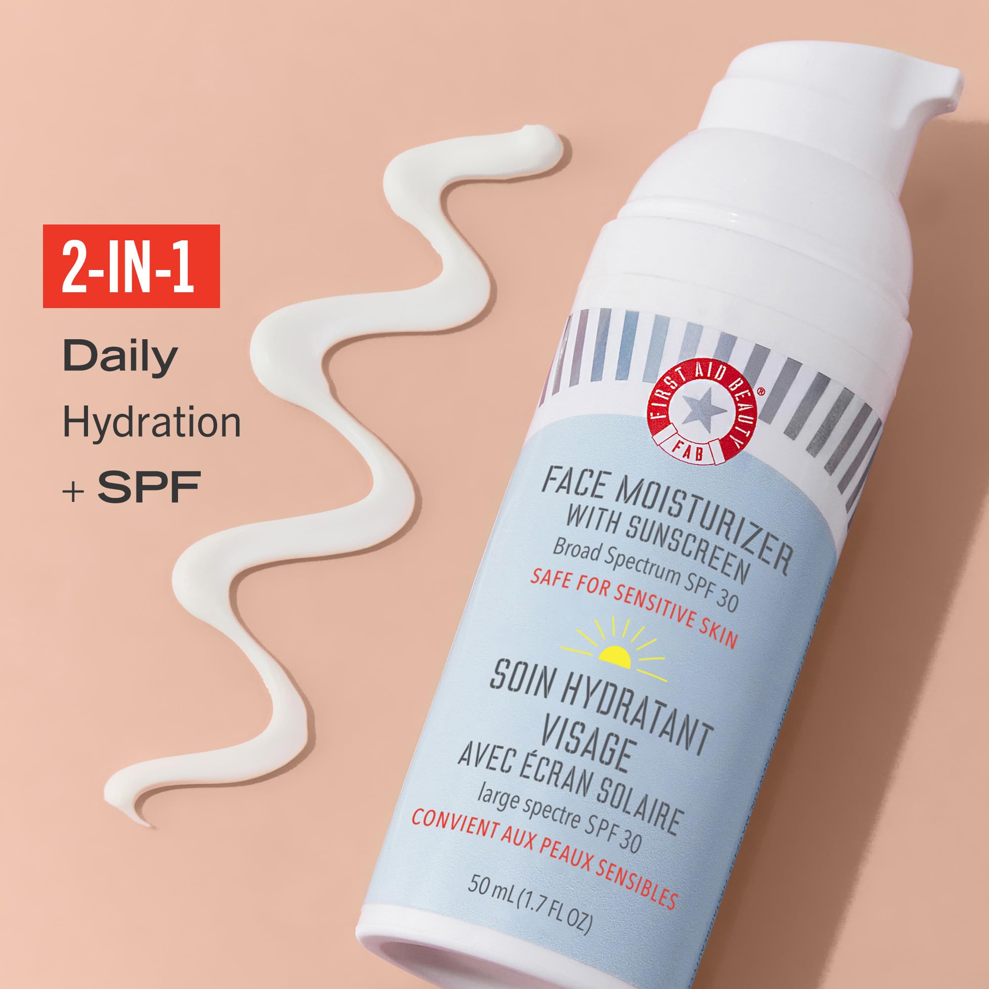 First Aid Beauty Ultra Repair SPF 30 cream swirl demonstrates creamy texture