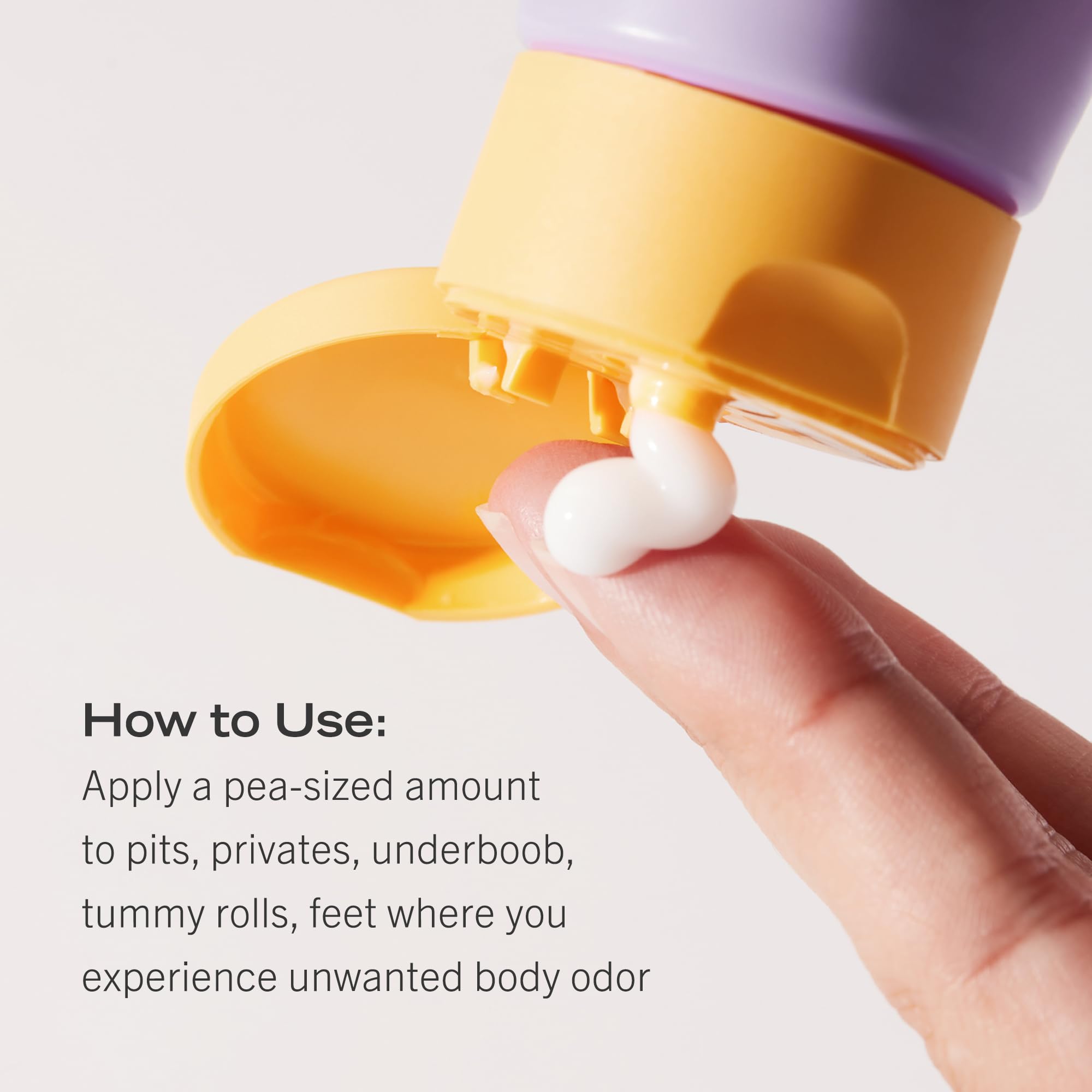 First Aid Beauty Whole Body Deodorant Cream on feet with citrus scent and long-lasting control.