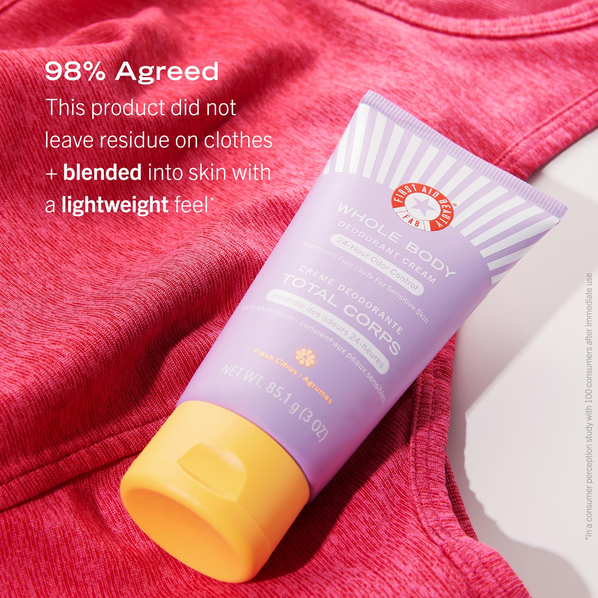First Aid Beauty Whole Body Deodorant Cream applied to sensitive areas demonstrates versatility.