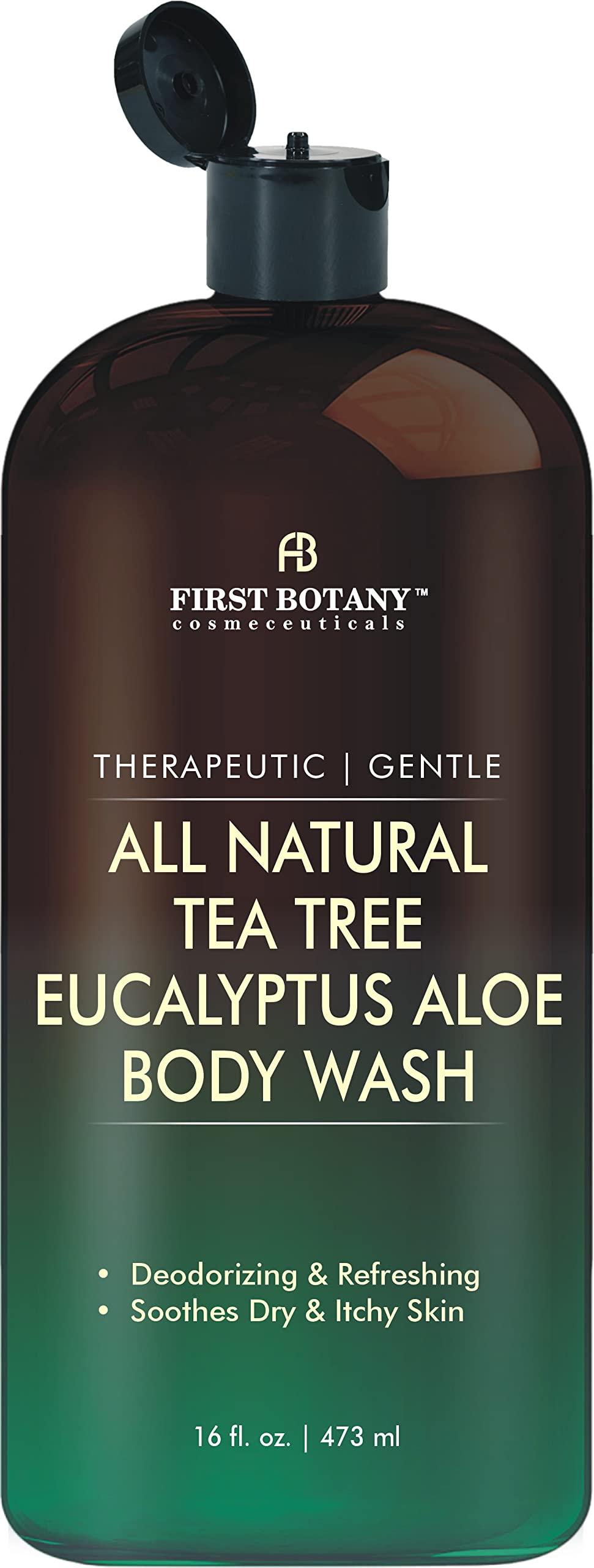 First Botany all natural body wash bottle with tea tree and eucalyptus for refreshing cleanse.