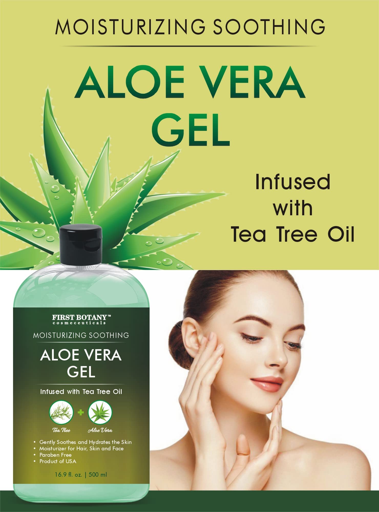 First Botany Aloe Tea Tree Gel on the face providing lightweight moisture