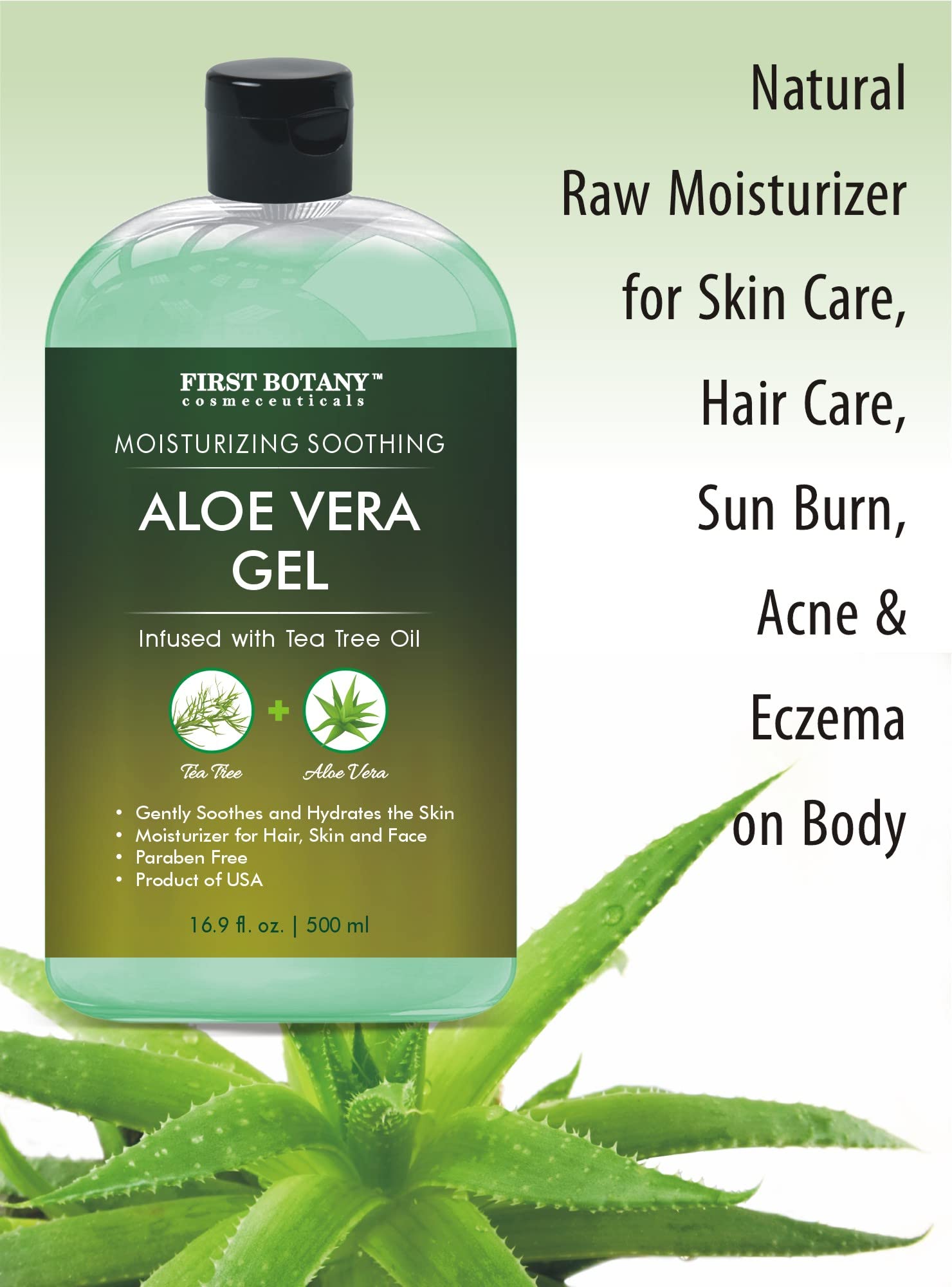 First Botany Aloe Tea Tree Gel applied to hair care for scalp hydration